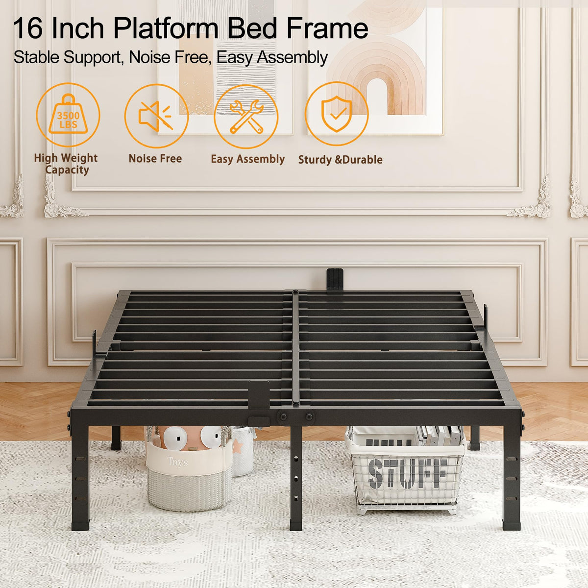 16 Inch Heavy Duty Metal Platform Bed Frame Full Size P136