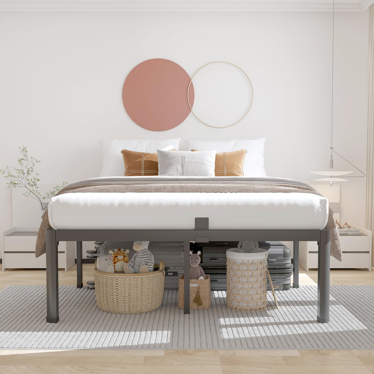 18 Inch Queen Bed Frame with Rounded Corner V157