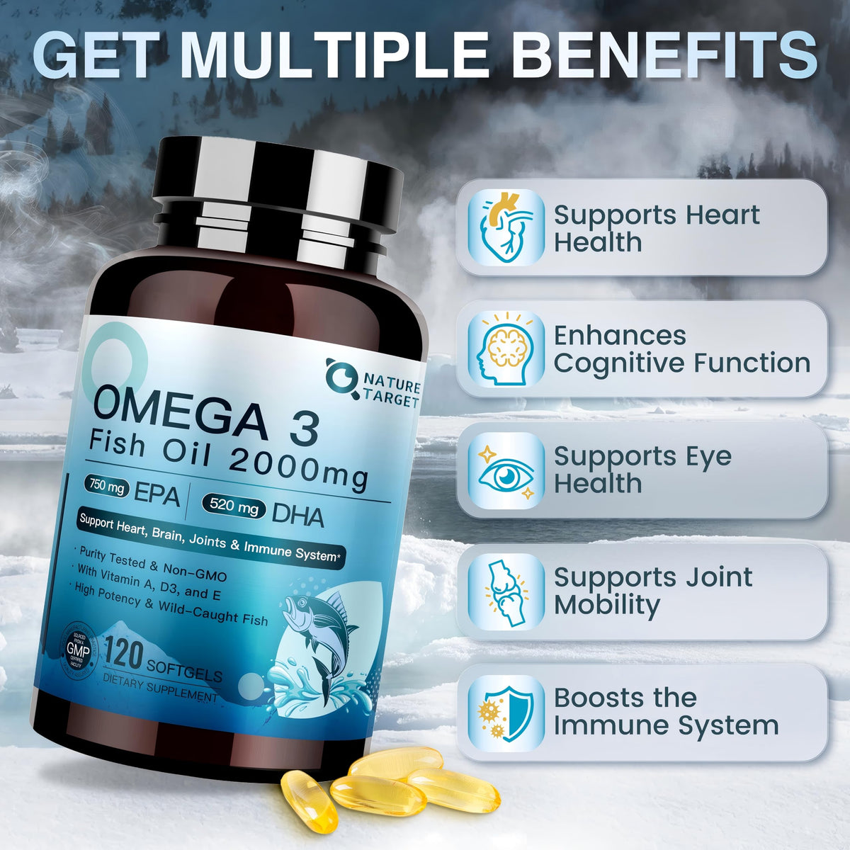 Omega 3 Fish Oil 2000mg Softgels J119562