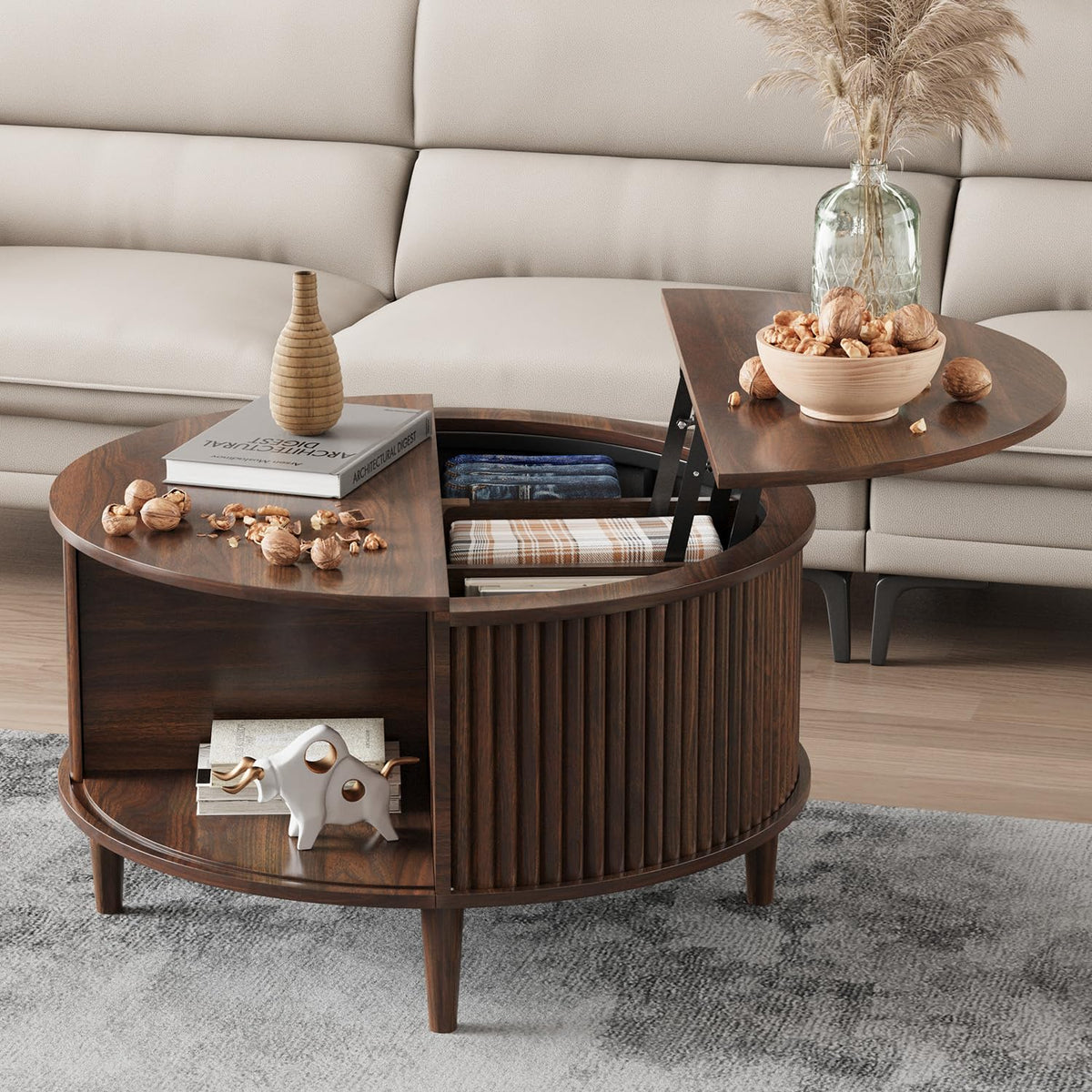 Round Lift Top Coffee Table with Storage C93942