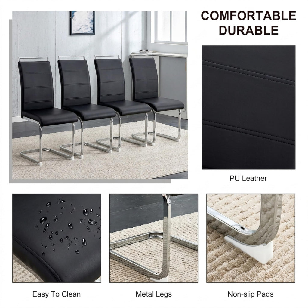 Black Faux Leather Dining Chairs Set of 4 X141