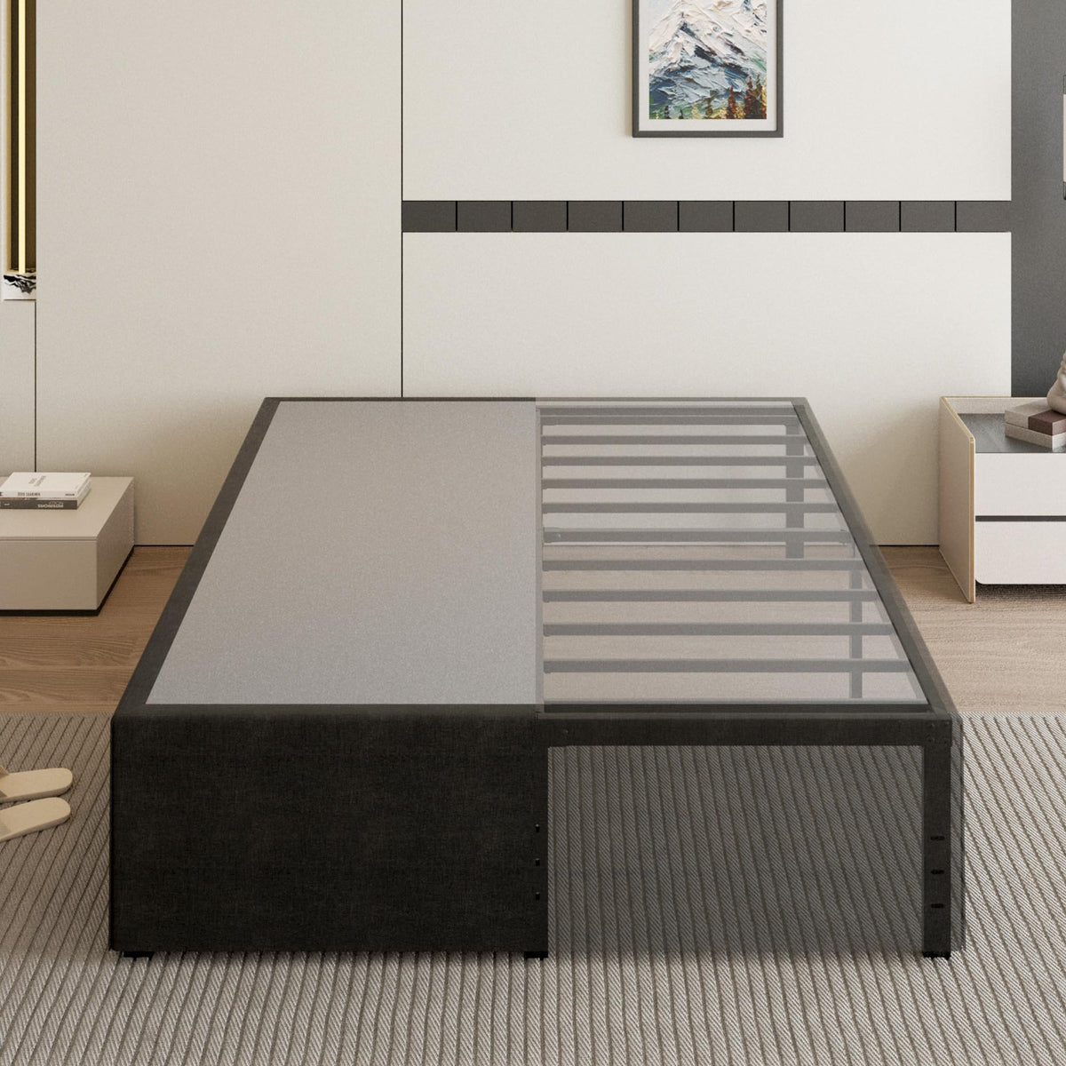 18 Inch Queen Size Metal Bed Frame C361644