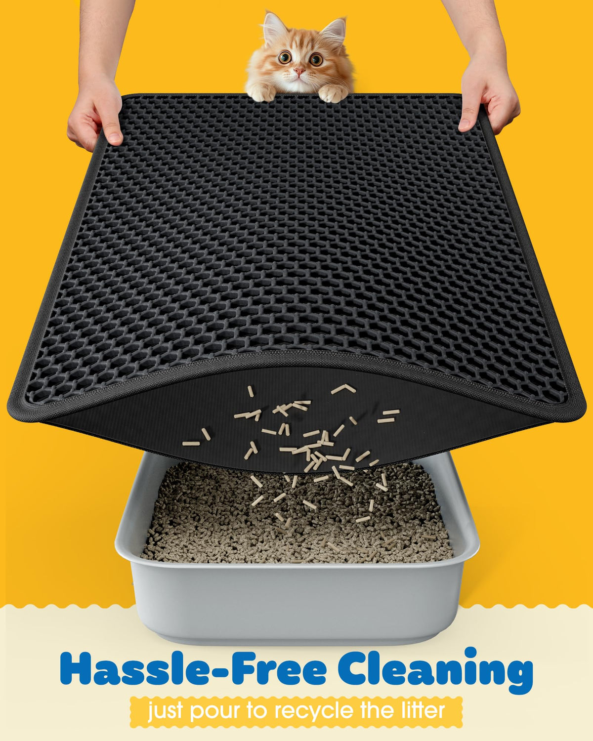 Cat Litter Mat 30 x 24 in Waterproof Non-Slip Black G186732