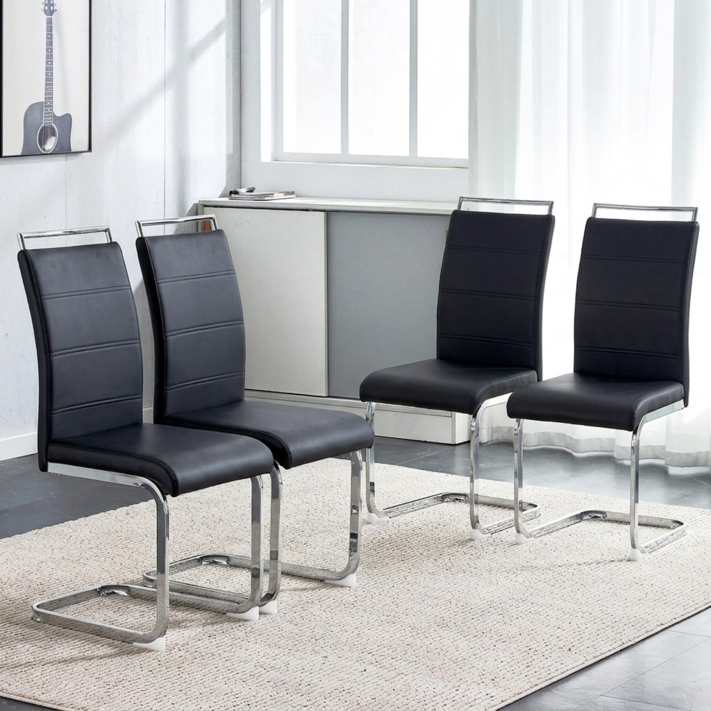 Black Faux Leather Dining Chairs Set of 4 X141