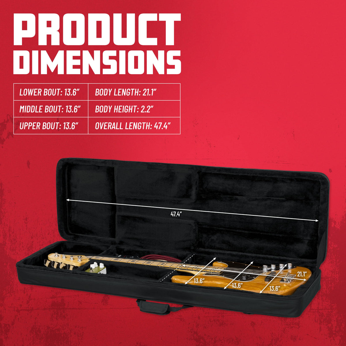 Lightweight Polyfoam Guitar Case for Electric Bass Guitars M2139