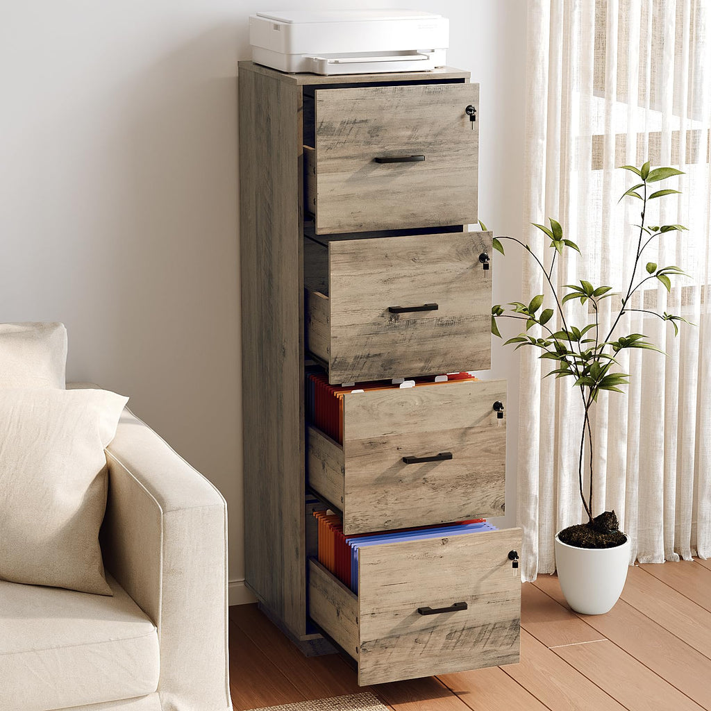4 Drawer Wood File Cabinet with Lock O5231