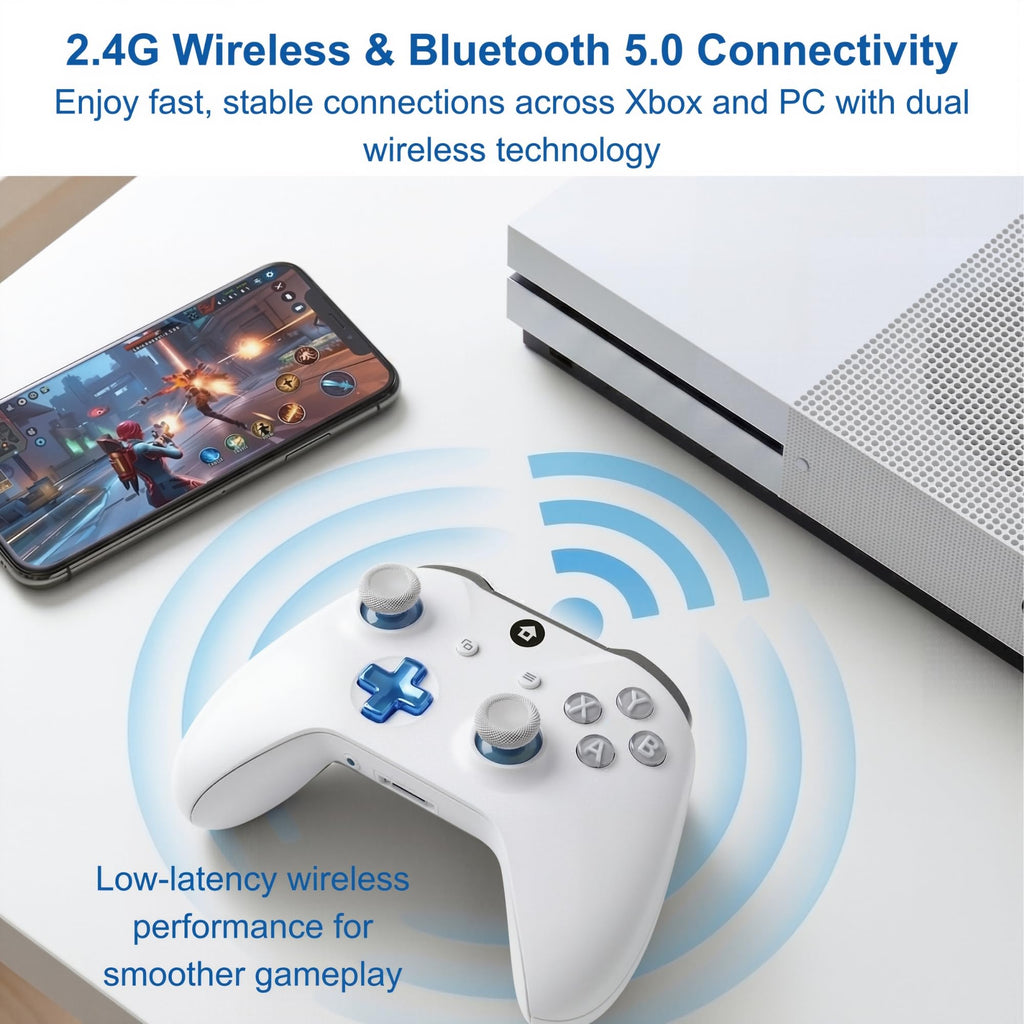 Wireless Controller for Xbox and PC with 1400mAh Battery, White H1114