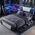 Full Size Bed Frame with Led Lights and 4 Storage Drawers G395442