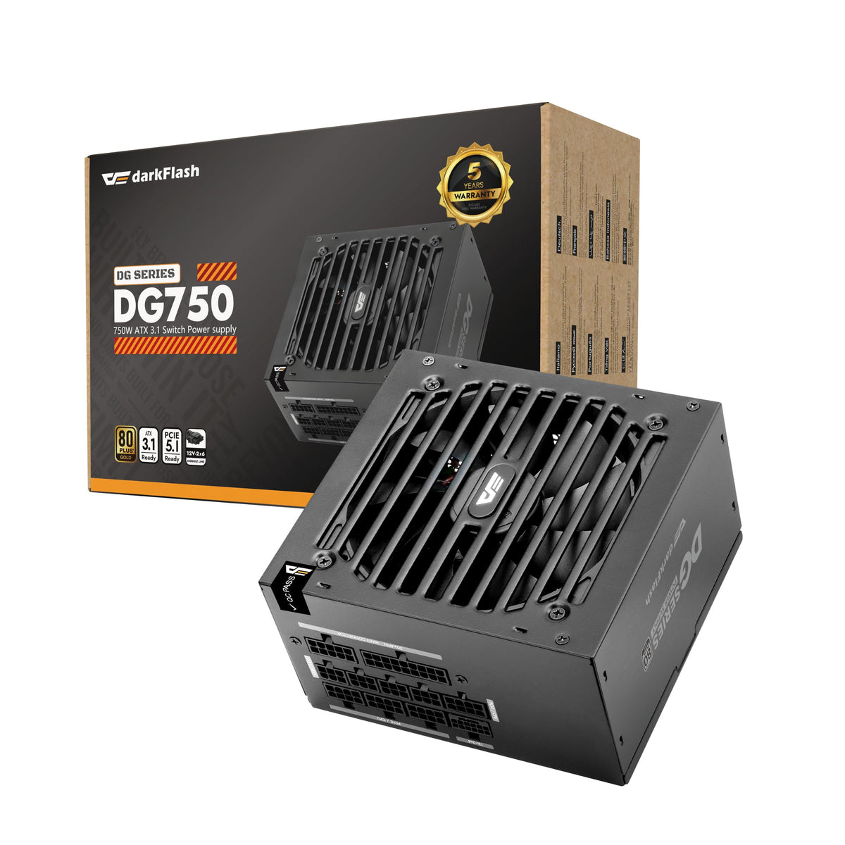 750W 80 Plus Gold ATX 3.1 PCIe 5.1 PC Power Supply, Black C22799