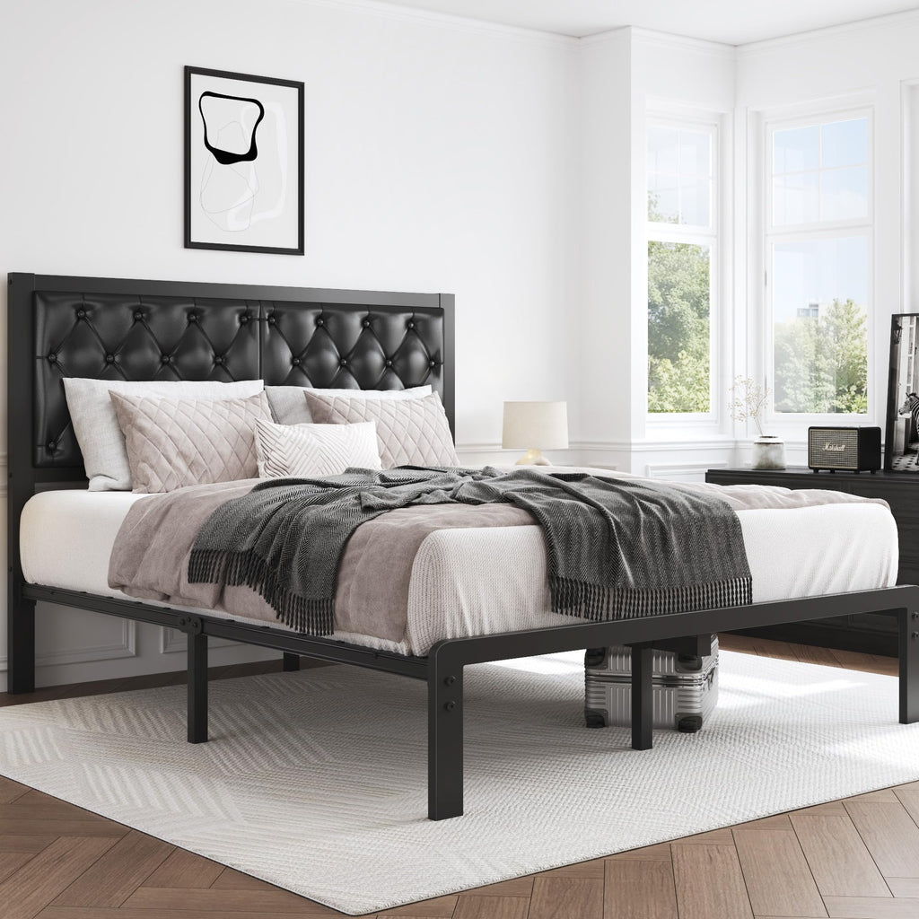 Queen Upholstered Button Tufted Bed Frame with Storage I960
