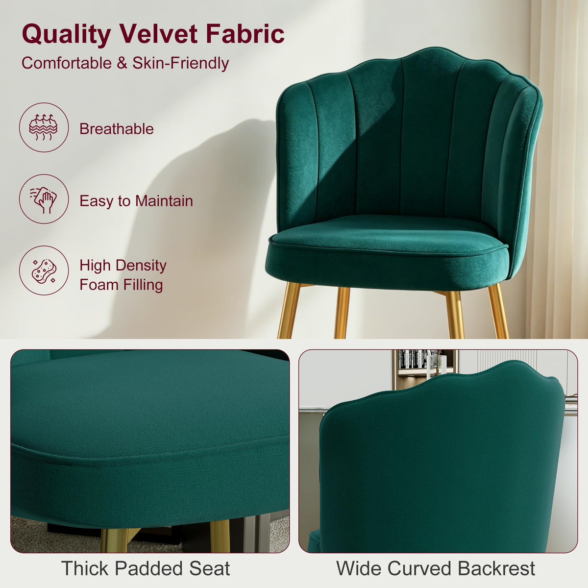 Velvet Dining Chairs Set of 2 Green K38297