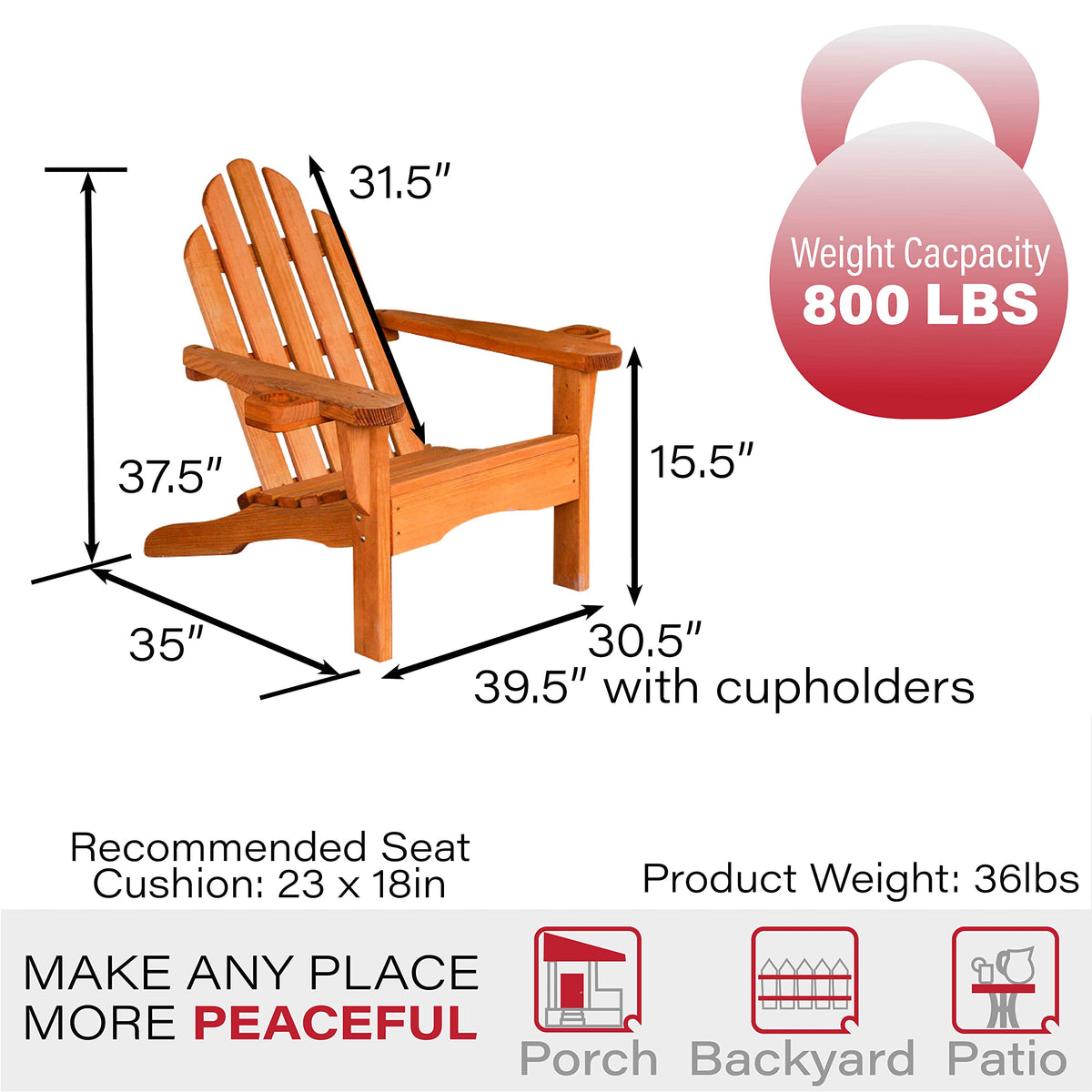 Heavy Duty Adirondack Chair with Cup Holders N401759