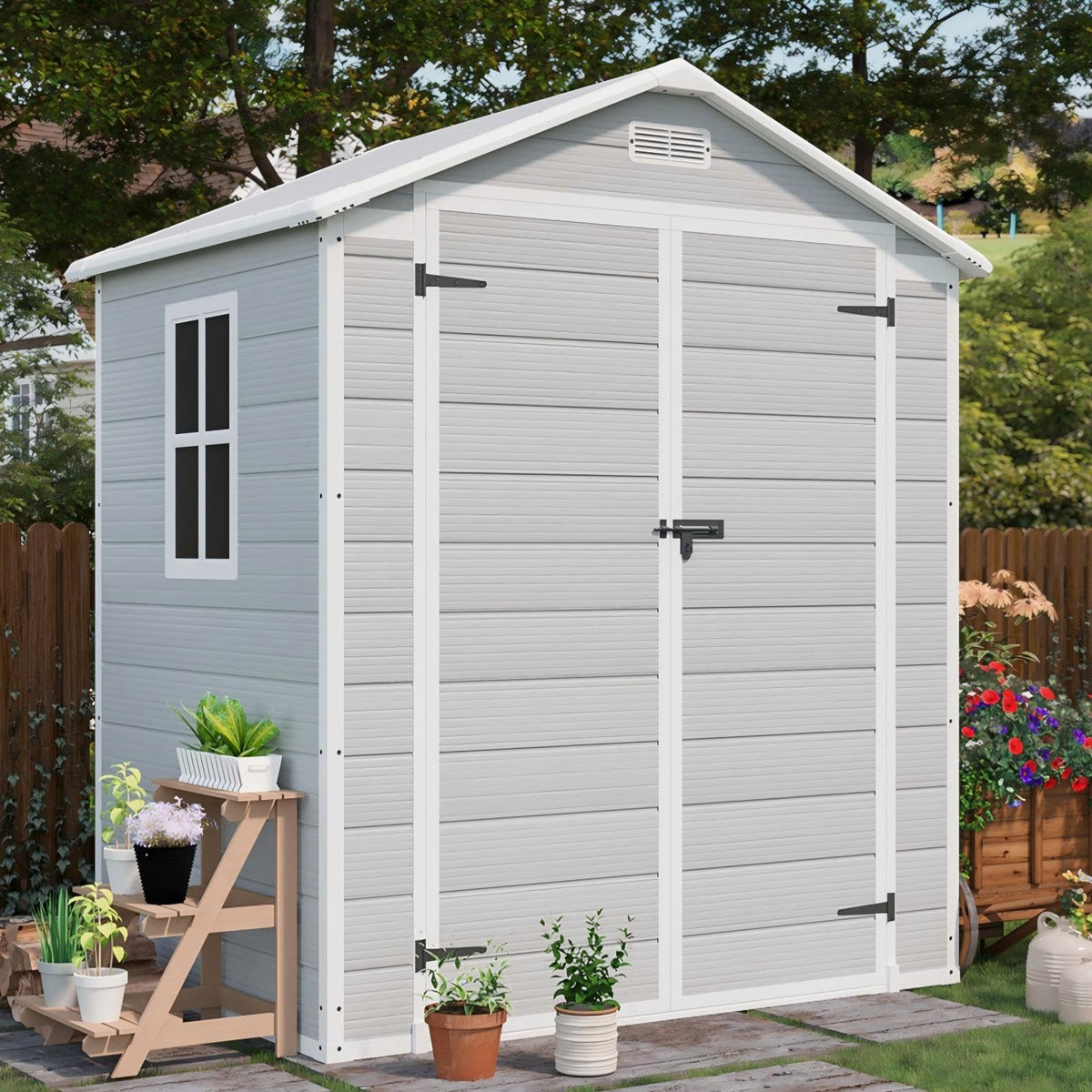 6x4 FT Resin Outdoor Storage Shed with Floor E4882