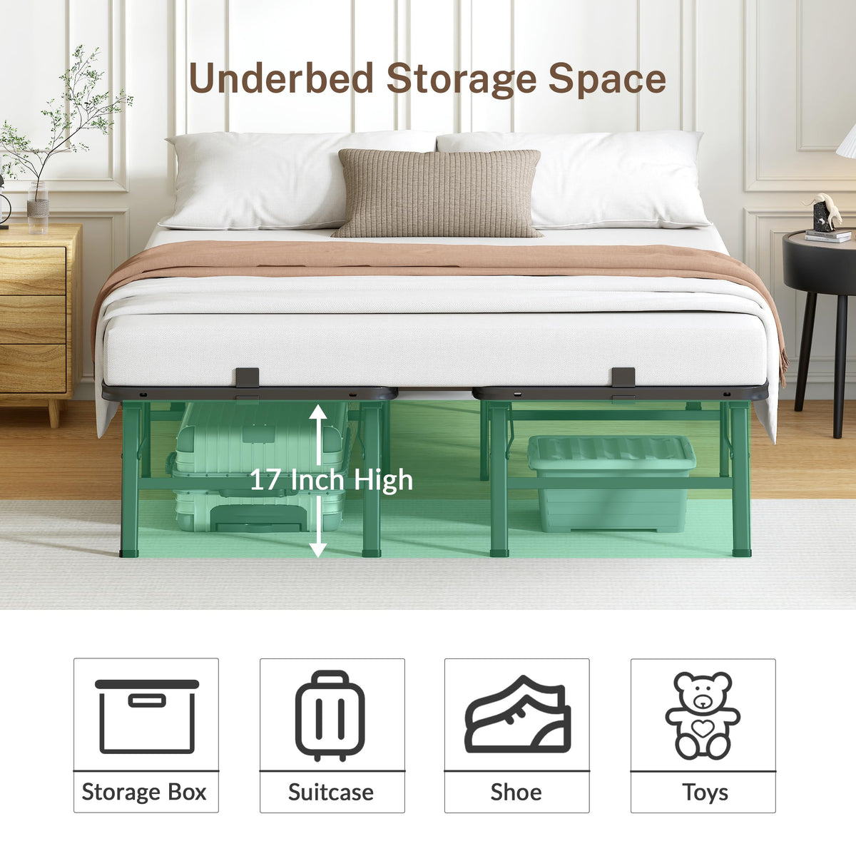 18 Inch Queen Metal Folding Bed Frame N5749