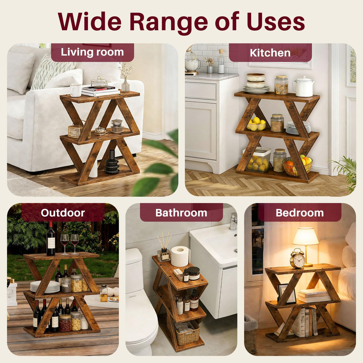 3 Tier Side Table with Storage Shelves Y391