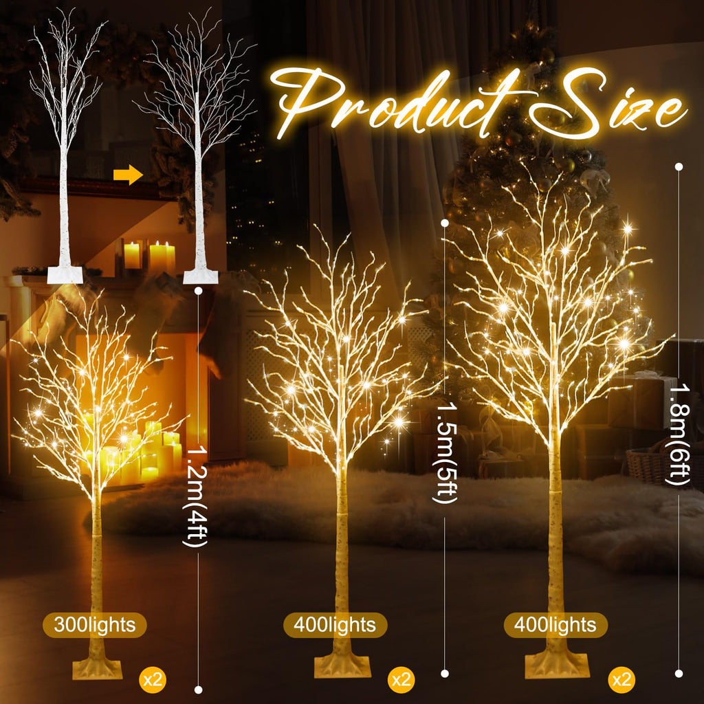 6 Pcs Lighted Birch Tree O1382
