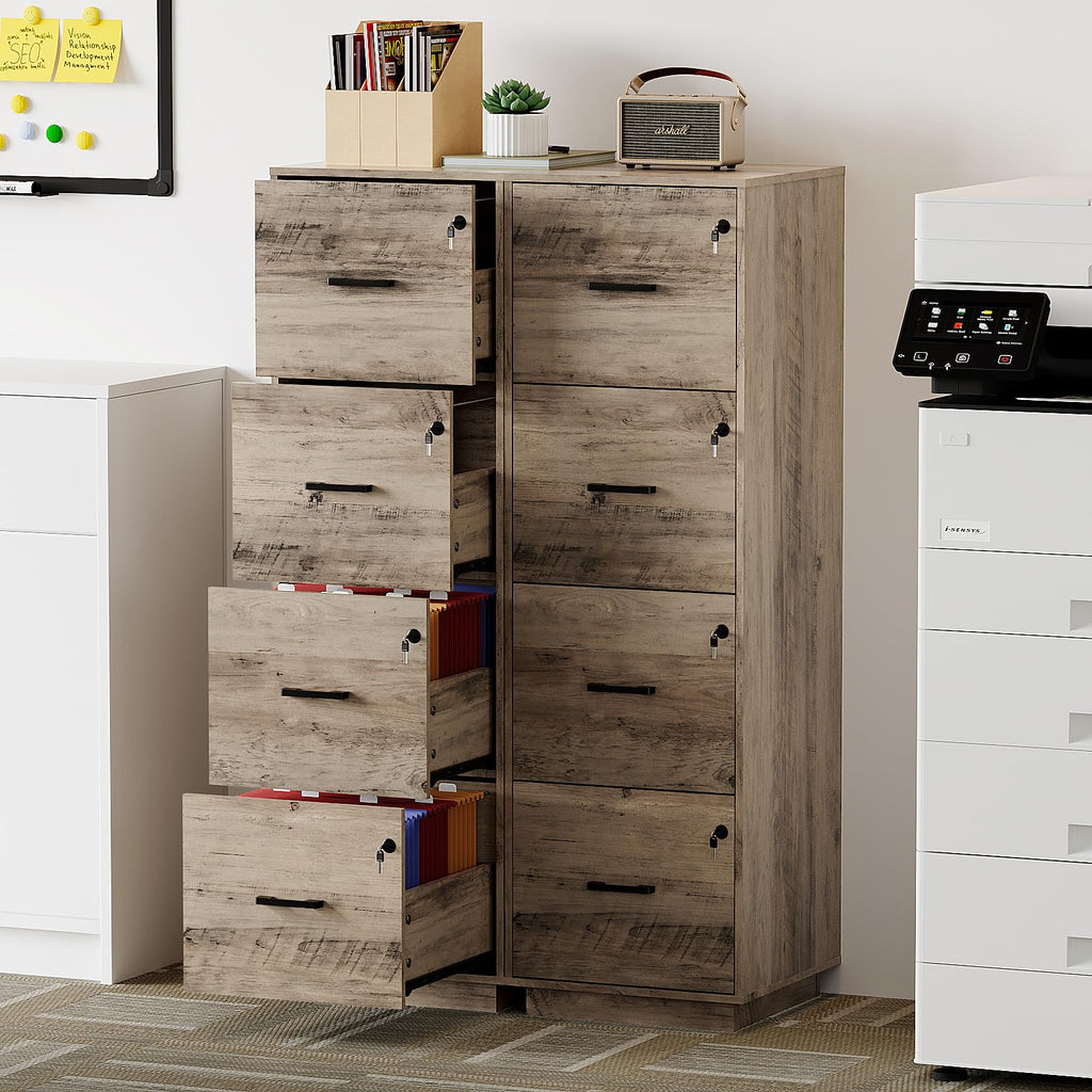 4 Drawer Wood File Cabinet with Lock O5231