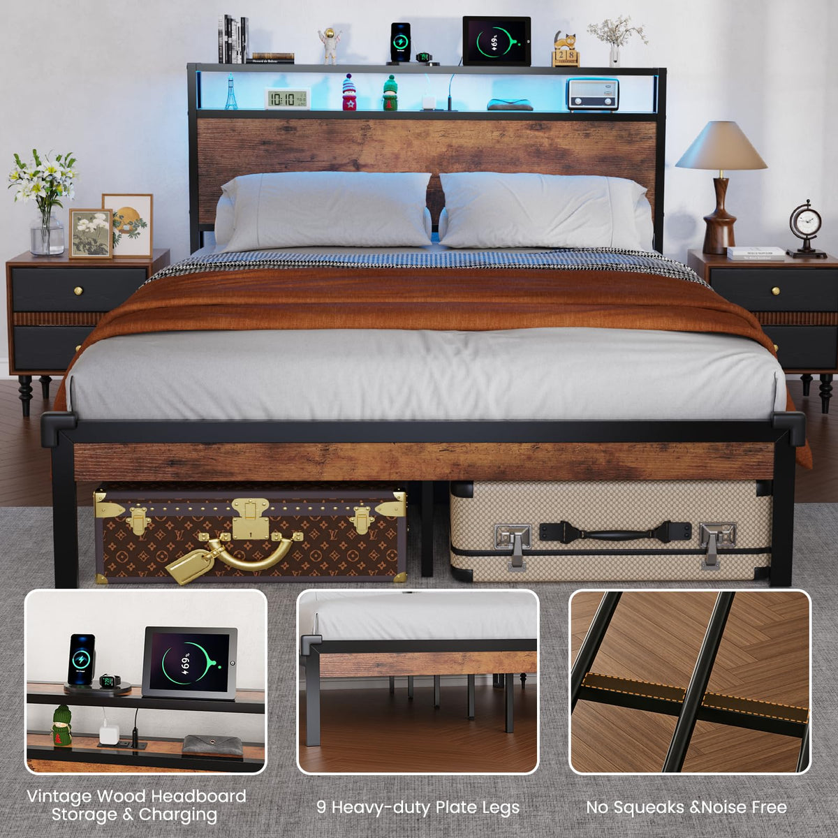 Full Size Bed Frame with Headboard X74301