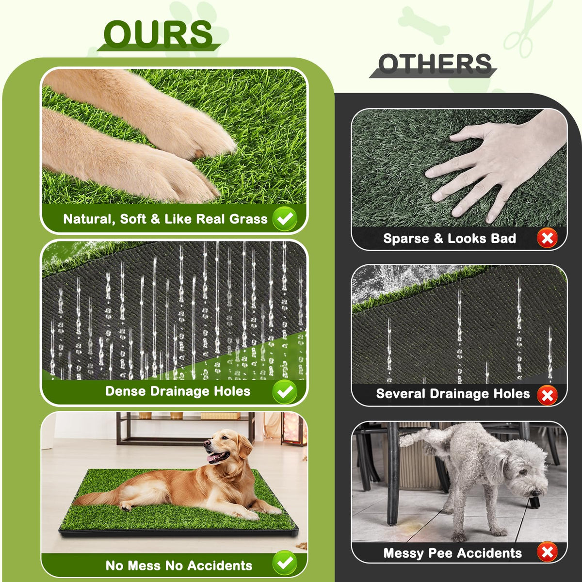 23''X17'' Artificial Turf Dog Grass Pad with Tray J804720