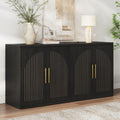 63" Black Wood Buffet Cabinet with Storage E6313