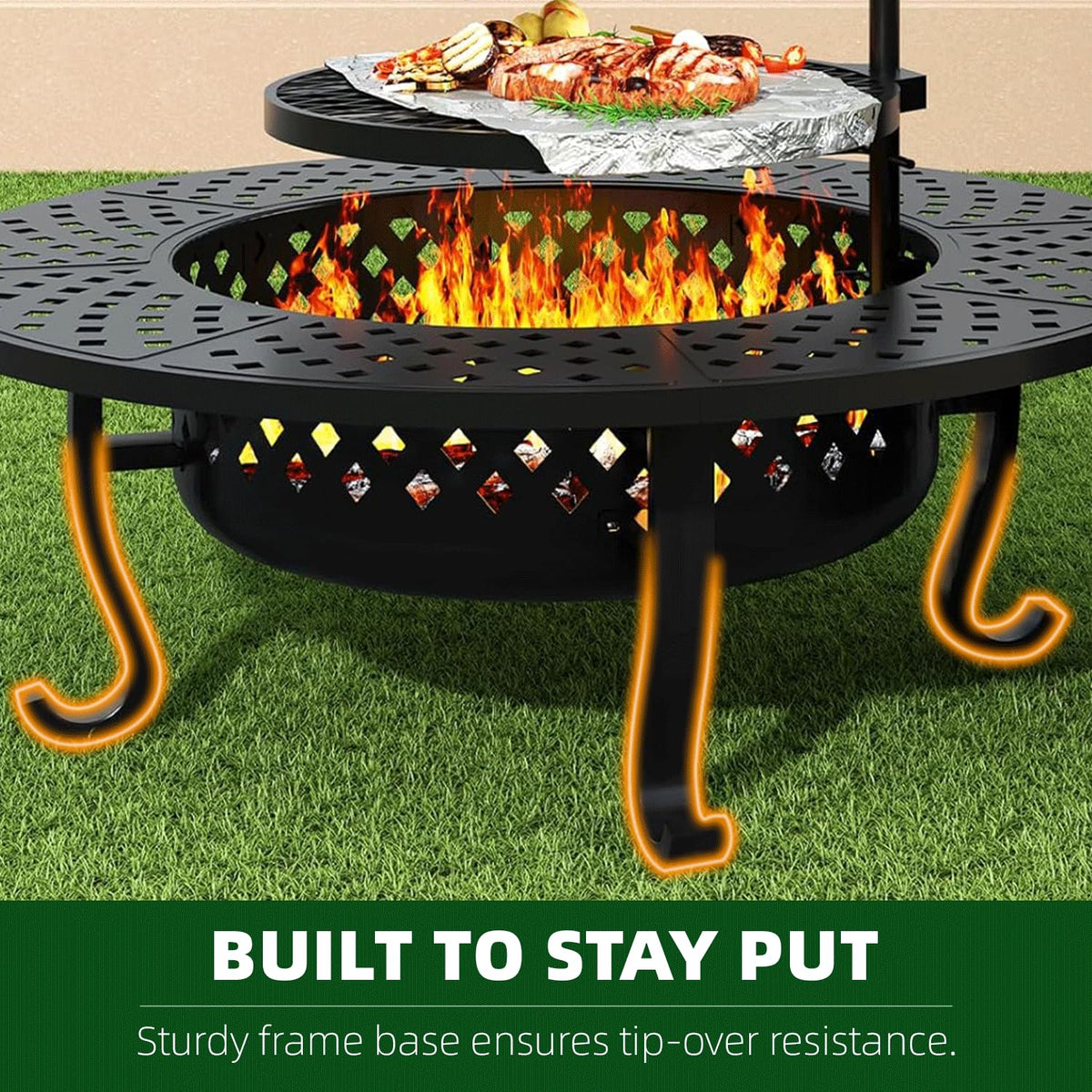 43 Inch Wood Burning Fire Pit with Lid L908