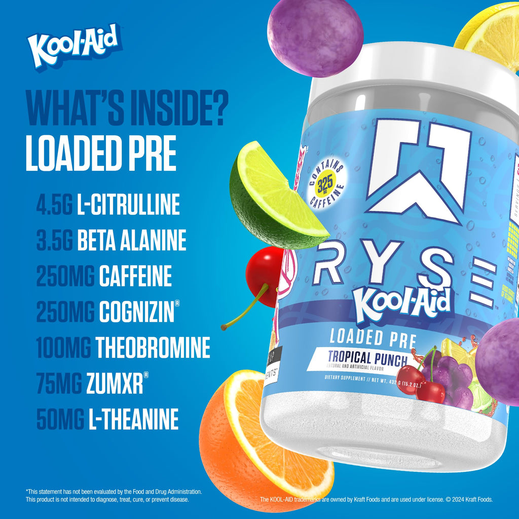 Pre Workout Powder Tropical Punch 300mg Caffeine 30 Servings D33126
