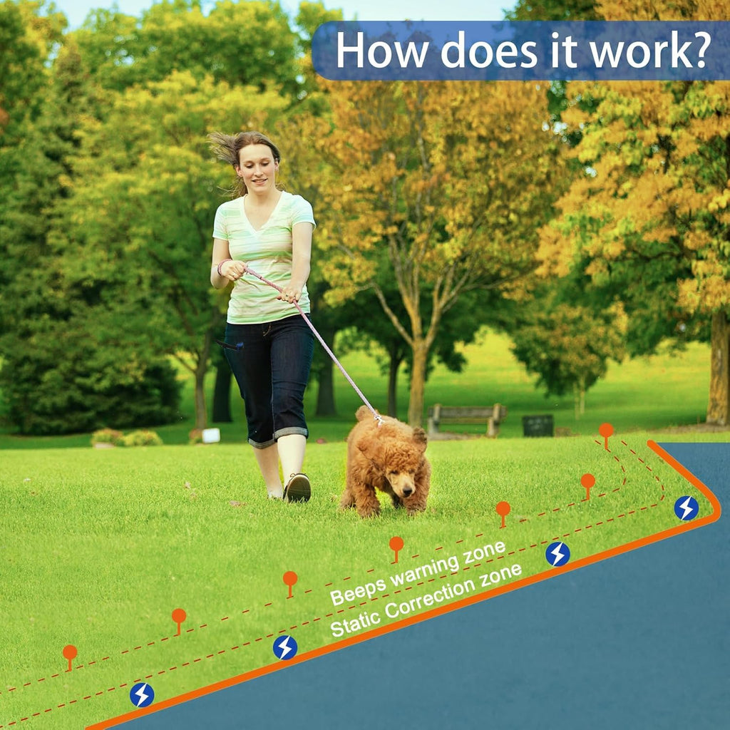 In-Ground Electric Pet Fence with 2 Waterproof Rechargeable Collars F2799