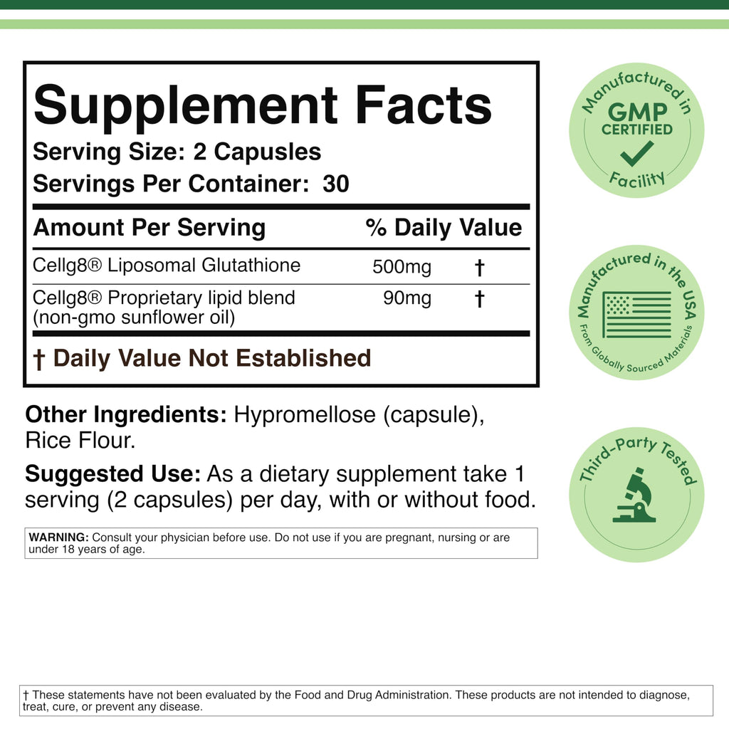 Liposomal Glutathione 500mg 60 Capsules C800046