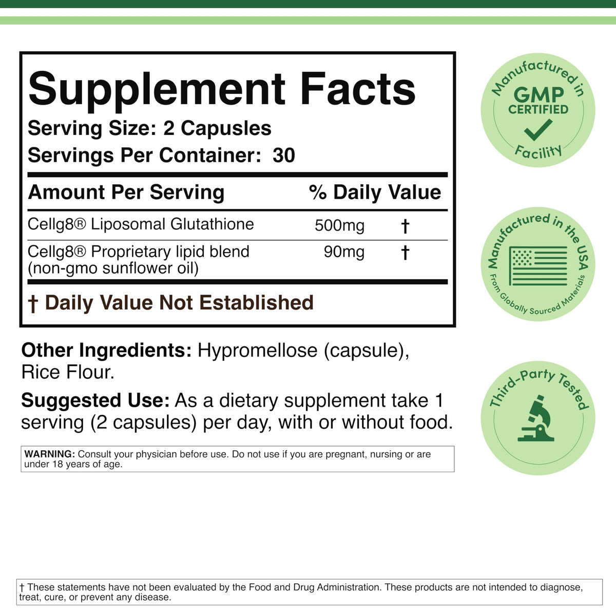 Liposomal Glutathione 500mg 60 Capsules C800046