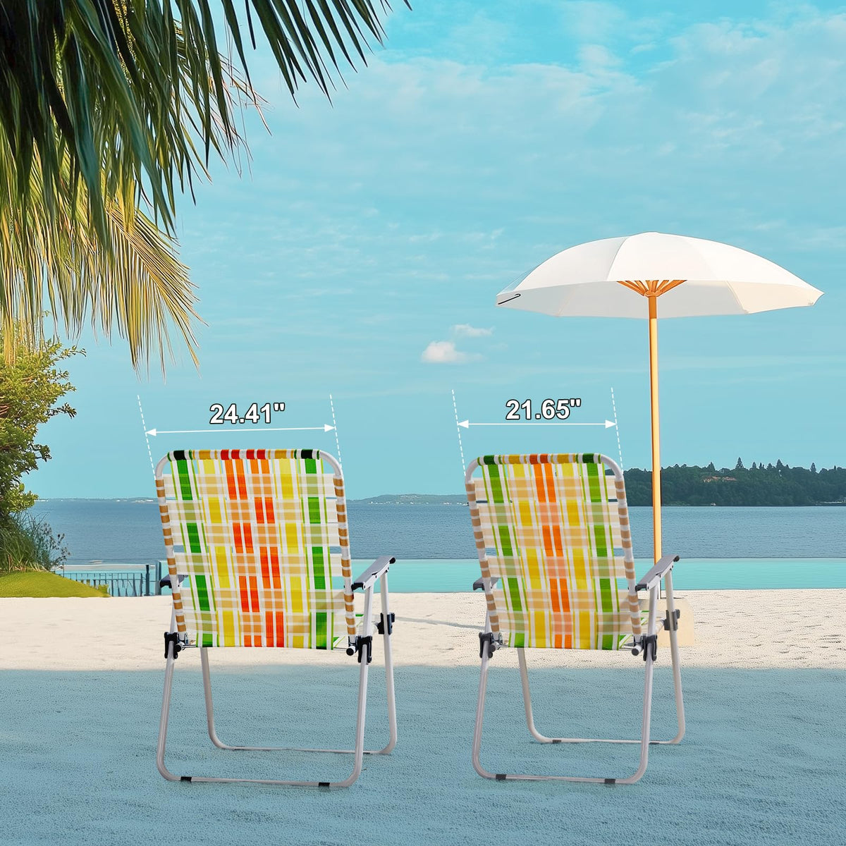 2 Pcs Lightweight Folding Beach Chairs with Armrests S28334
