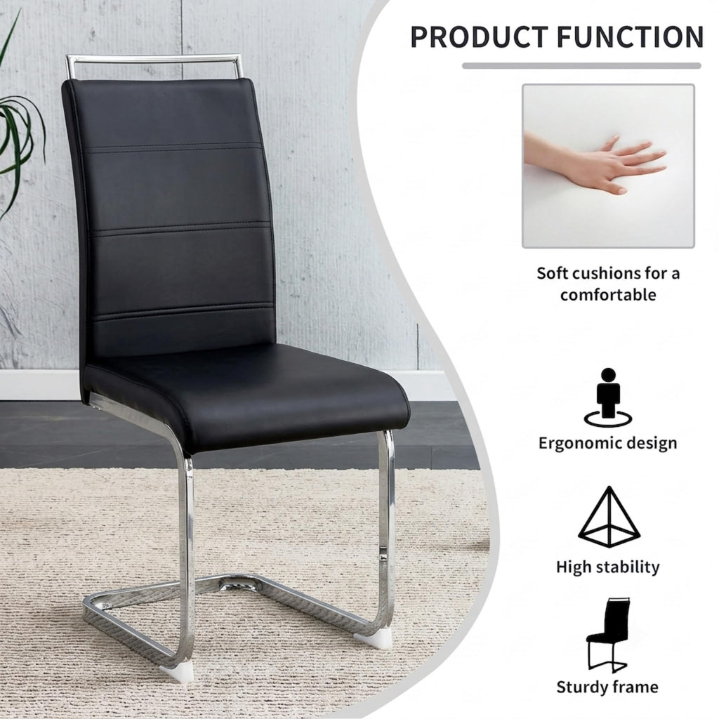 Black Faux Leather Dining Chairs Set of 4 X141