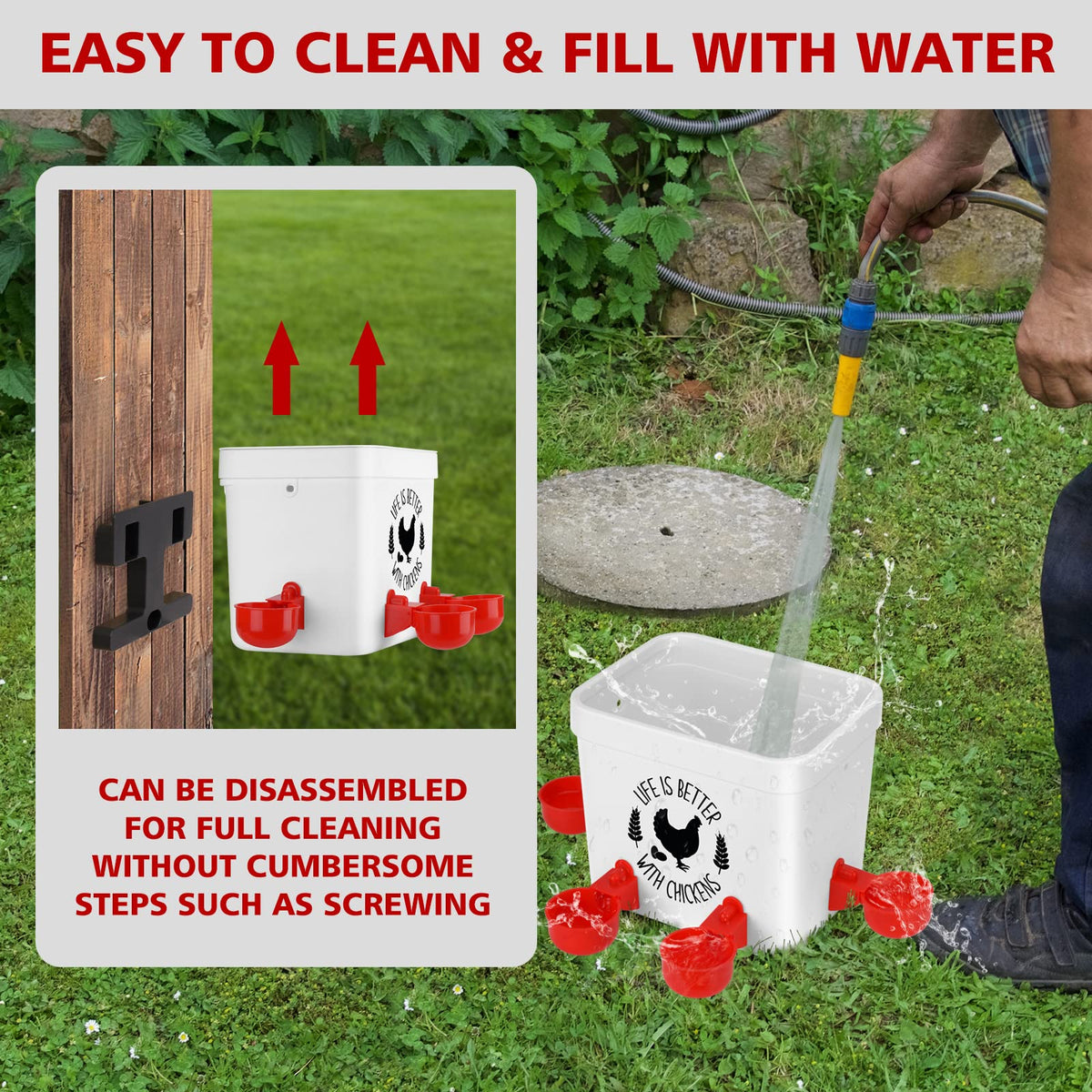 Chicken Waterer with 4 Water Cups 2 Gallon W34557