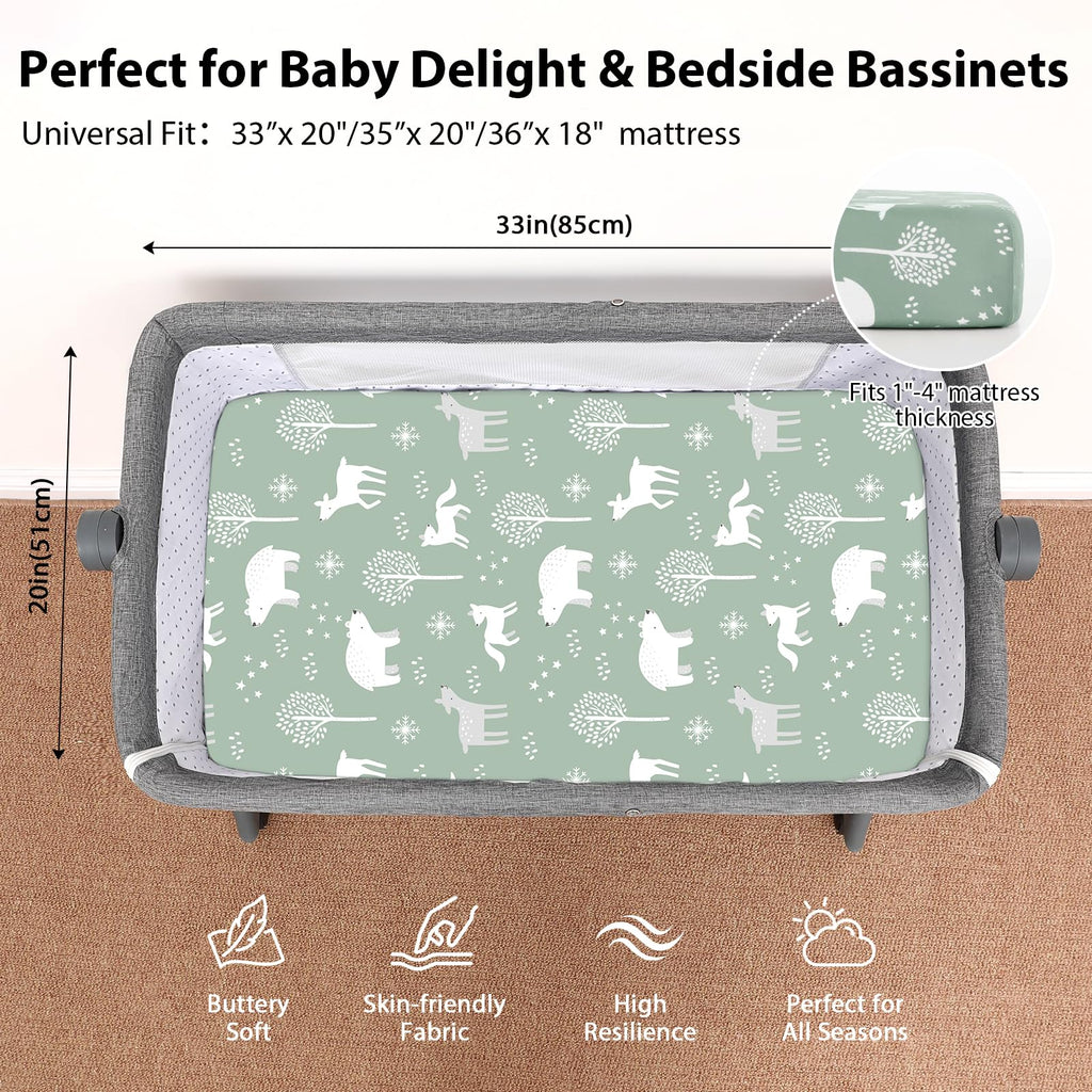 Fitted Bassinet Sheets 33”x20” 3-Pack E93282