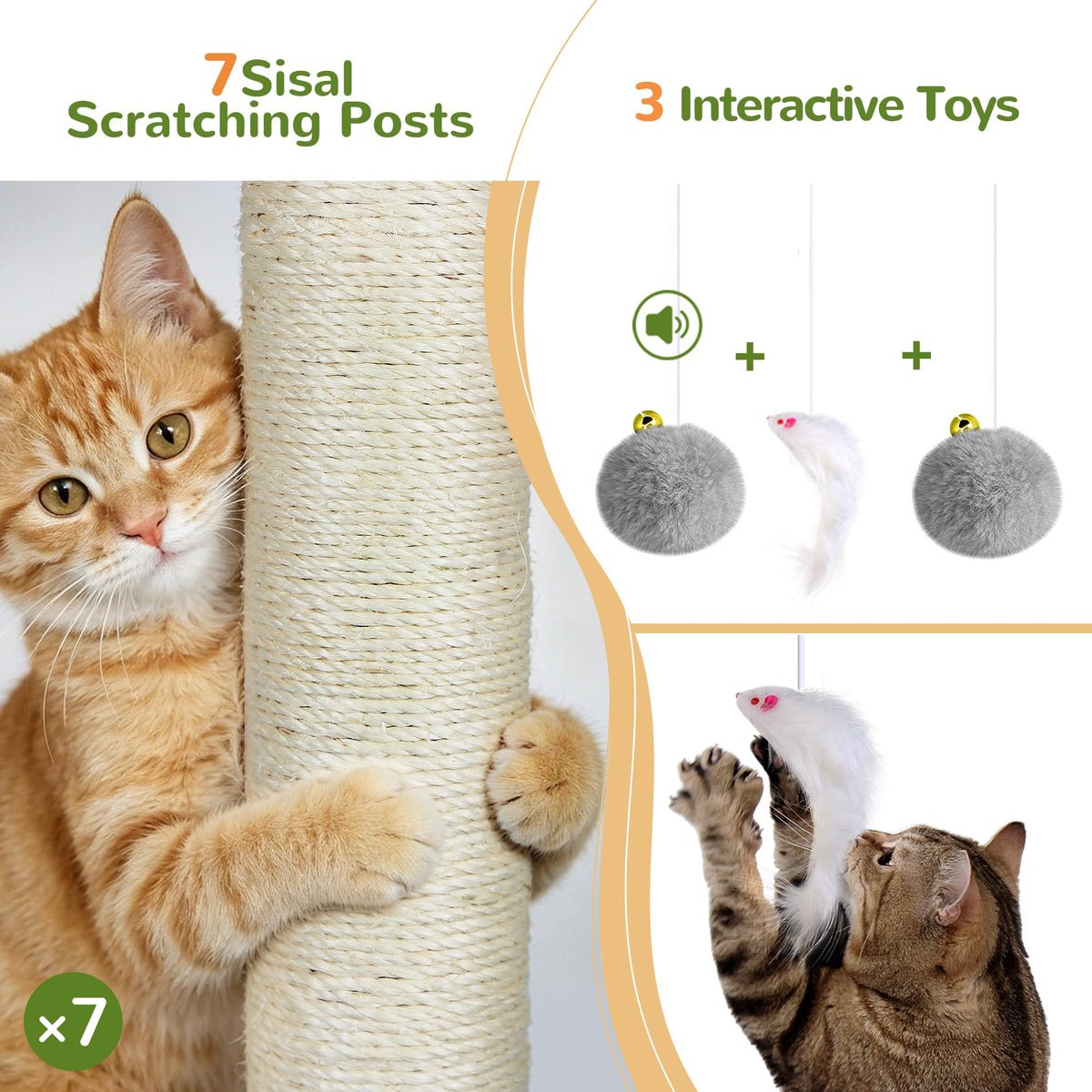 70 inch Light Grey Cat Tree Condos U786571