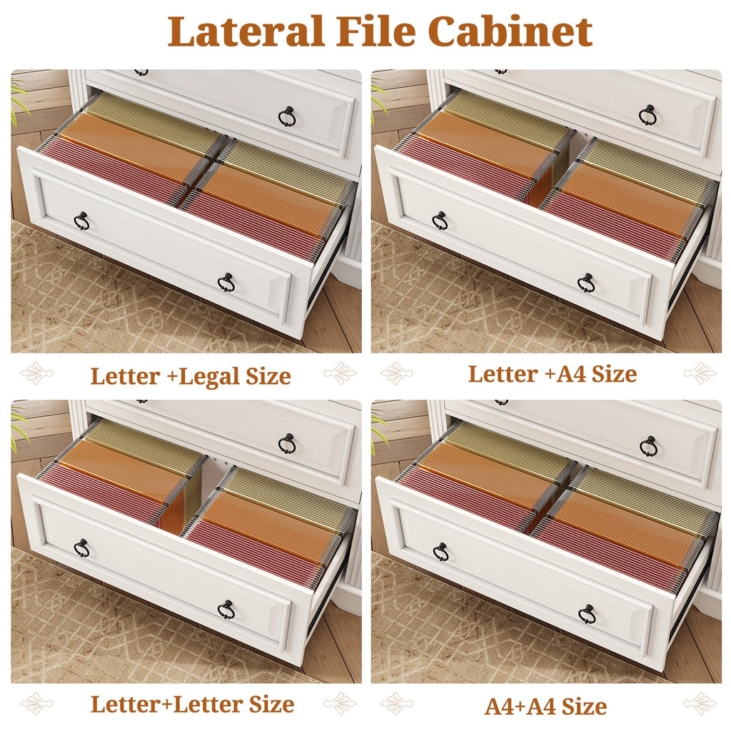 White 2 Drawer Wood File Cabinet with Storage Shelf B906108