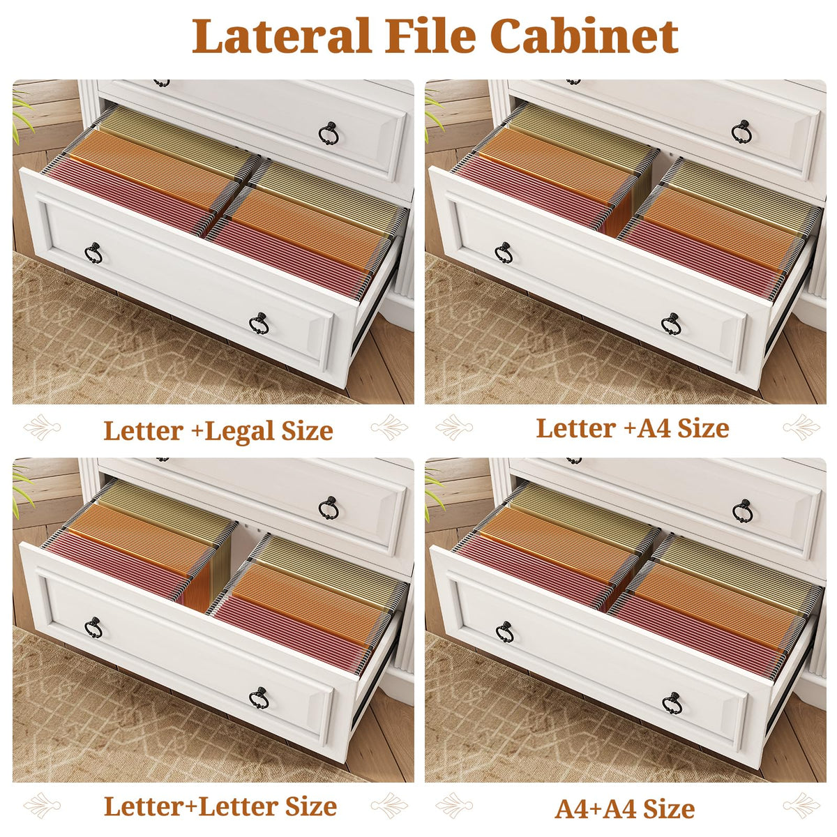 White 2 Drawer Wood File Cabinet with Storage Shelf B906108