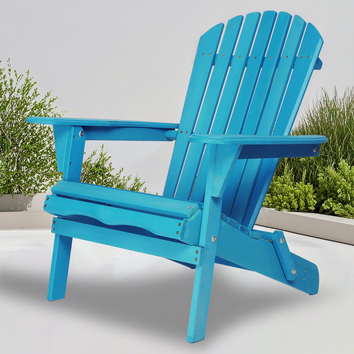 Light Blue Solid Cedar Wood Folding Adirondack Chair Set of 2 S607935