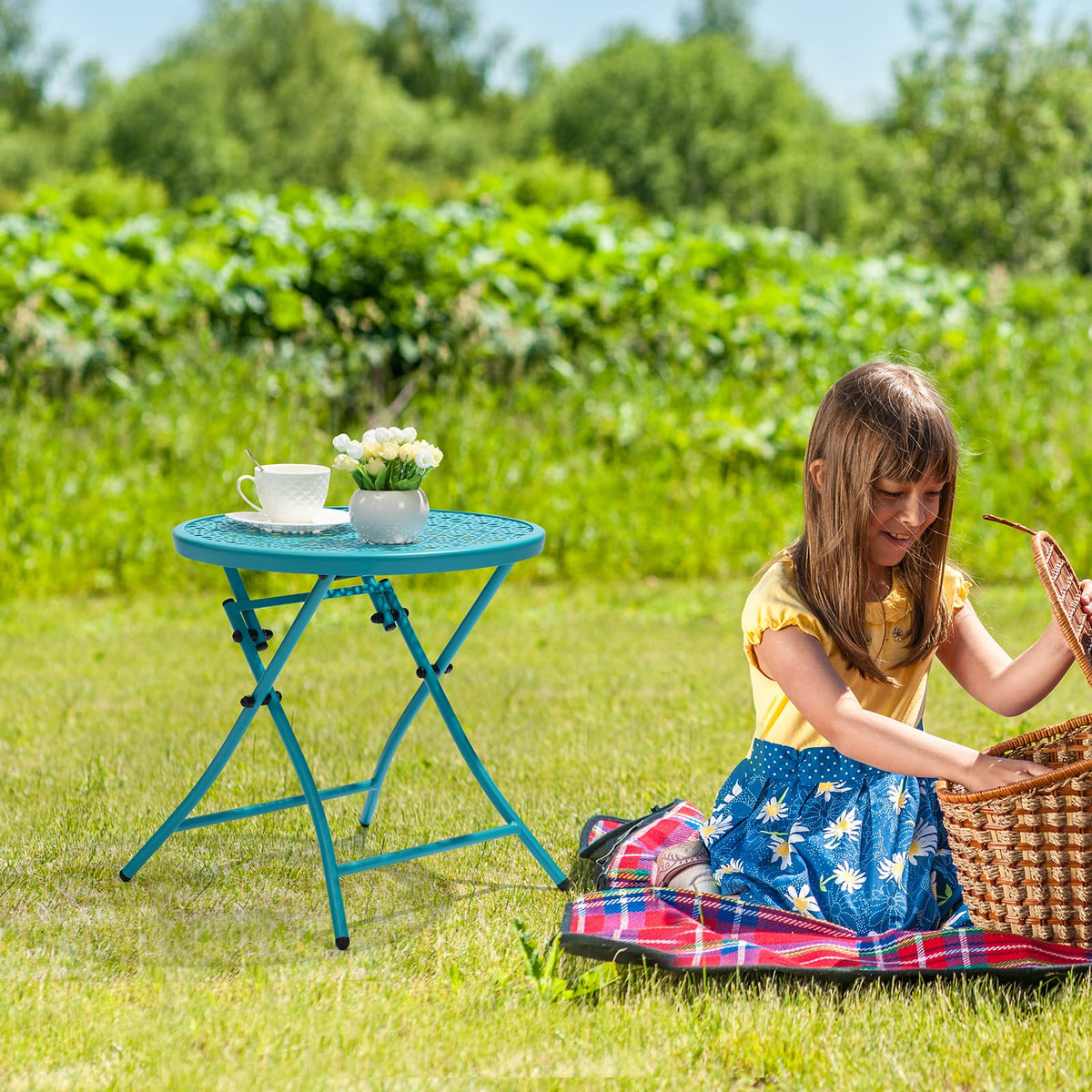 Folding Outdoor Side Table with Cutouts B6660