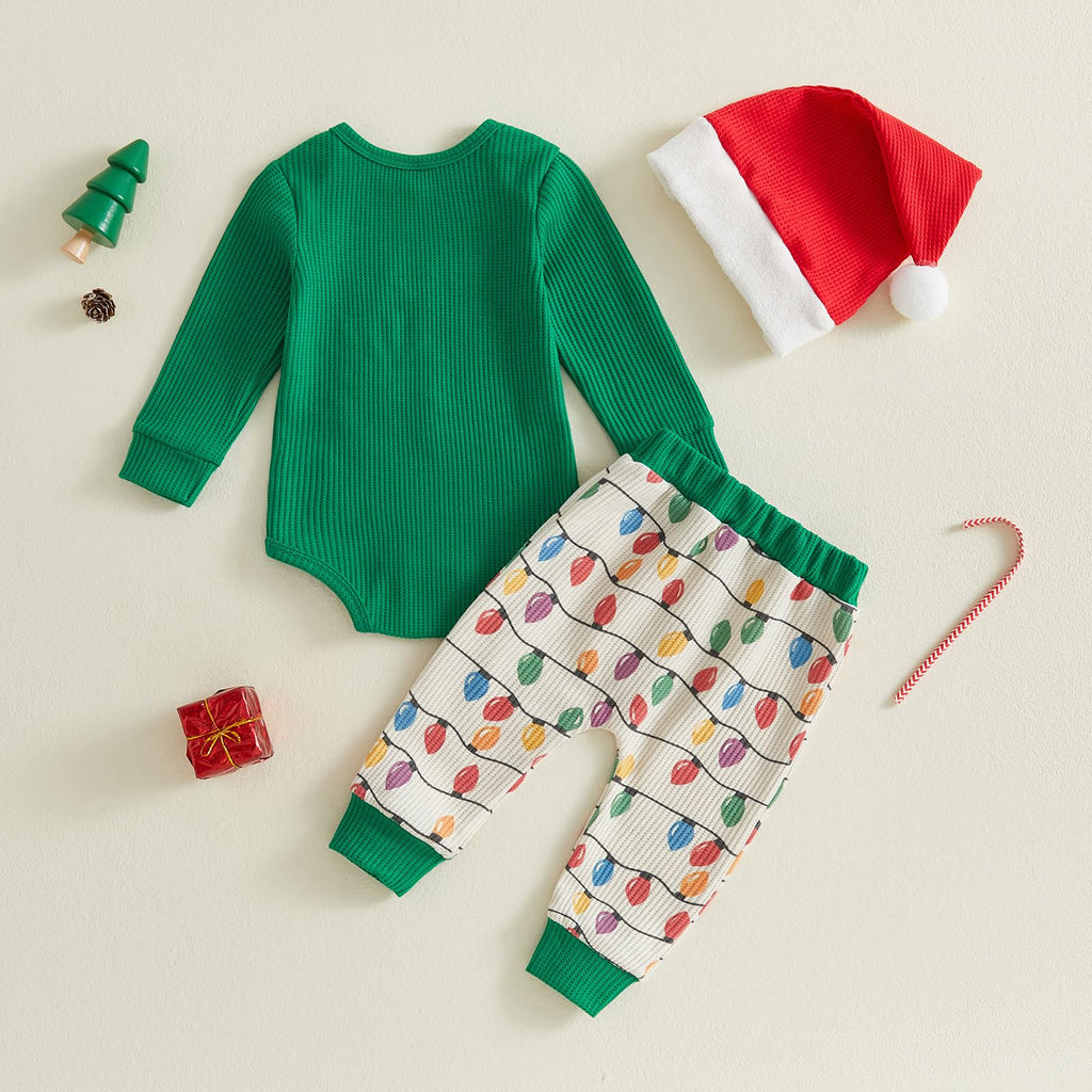 Baby Boy Christmas Outfit Romper Pants Hat T121342