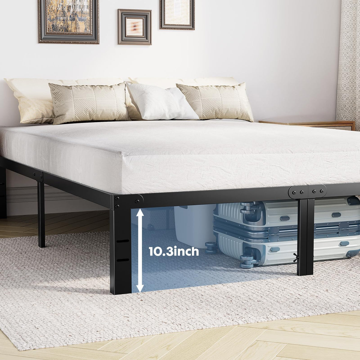 Queen 12 Inch Metal Platform Bed with Storage Y697132