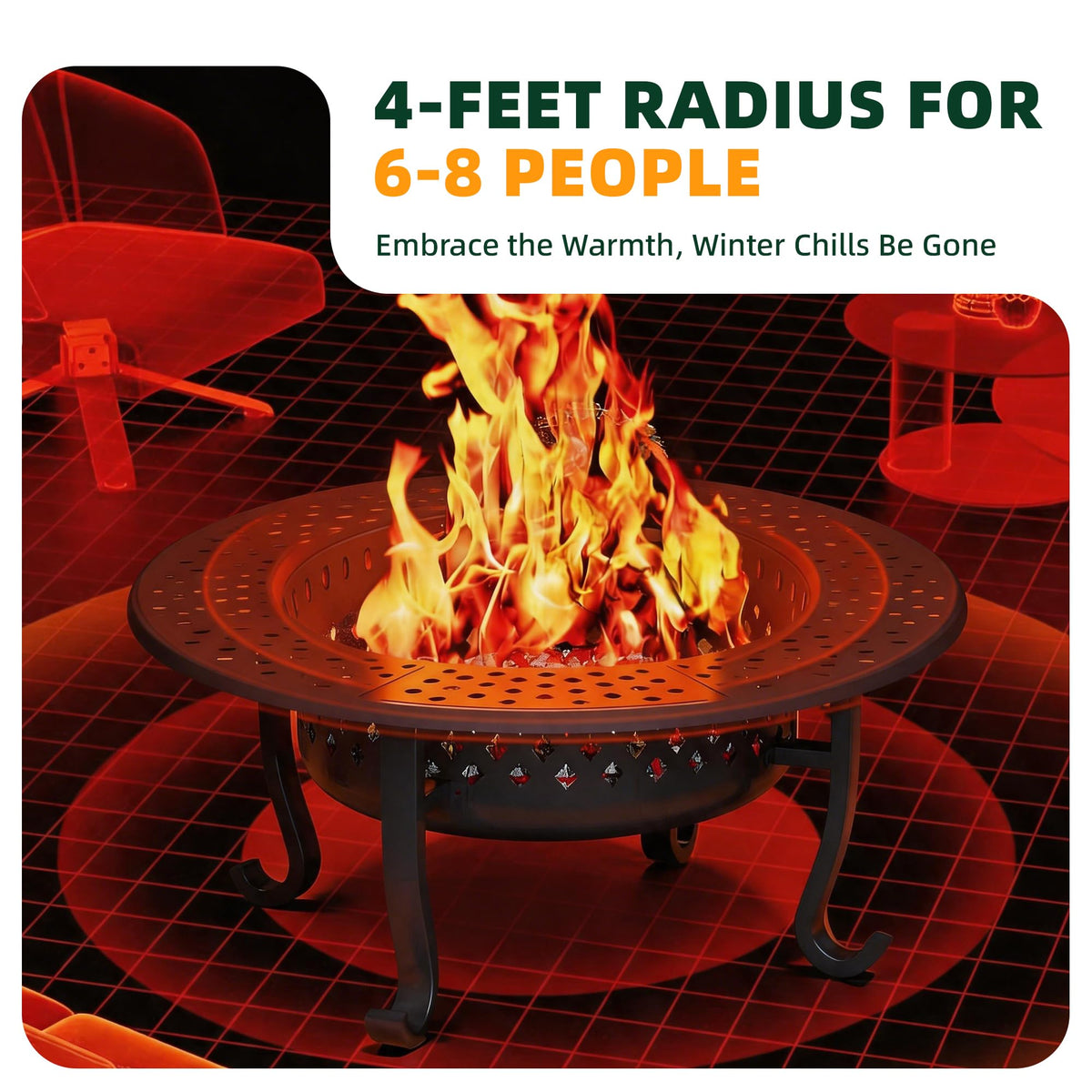 43 Inch Wood Burning Fire Pit with Lid L908