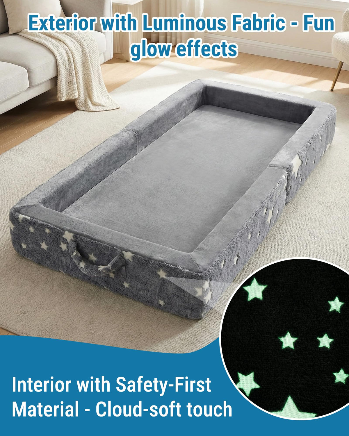 Foldable Glow-in-the-Dark Toddler Floor Bed E8489