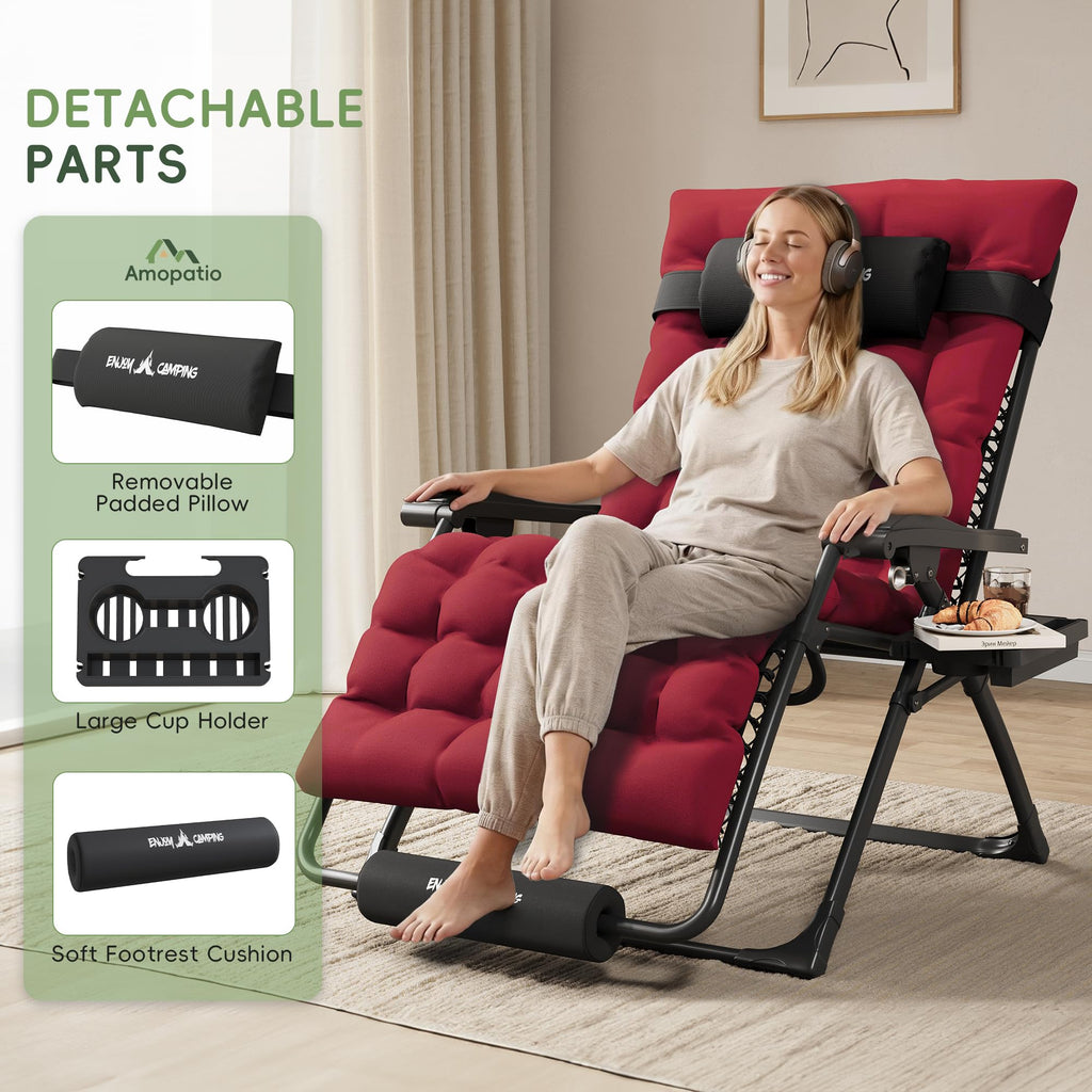 Oversized Folding Reclining Patio Lounge Chair V32342