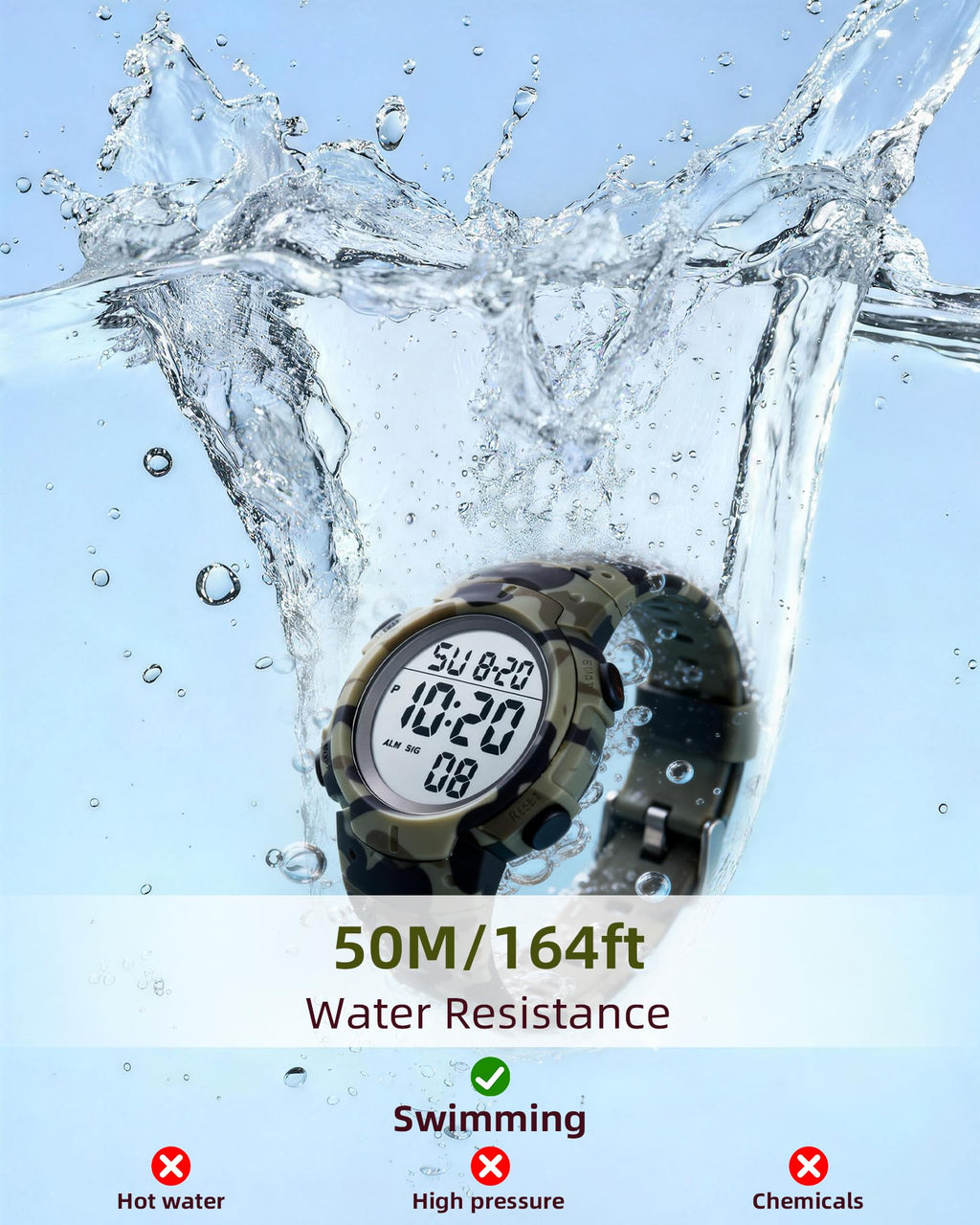 Digital Watch Mens Waterproof Sport Wristwatch Q2499