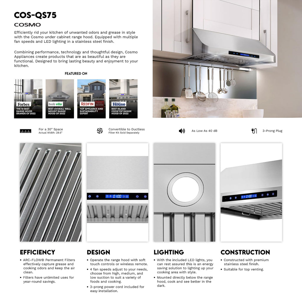 30 in. Ducted Under Cabinet Range Hood Q414