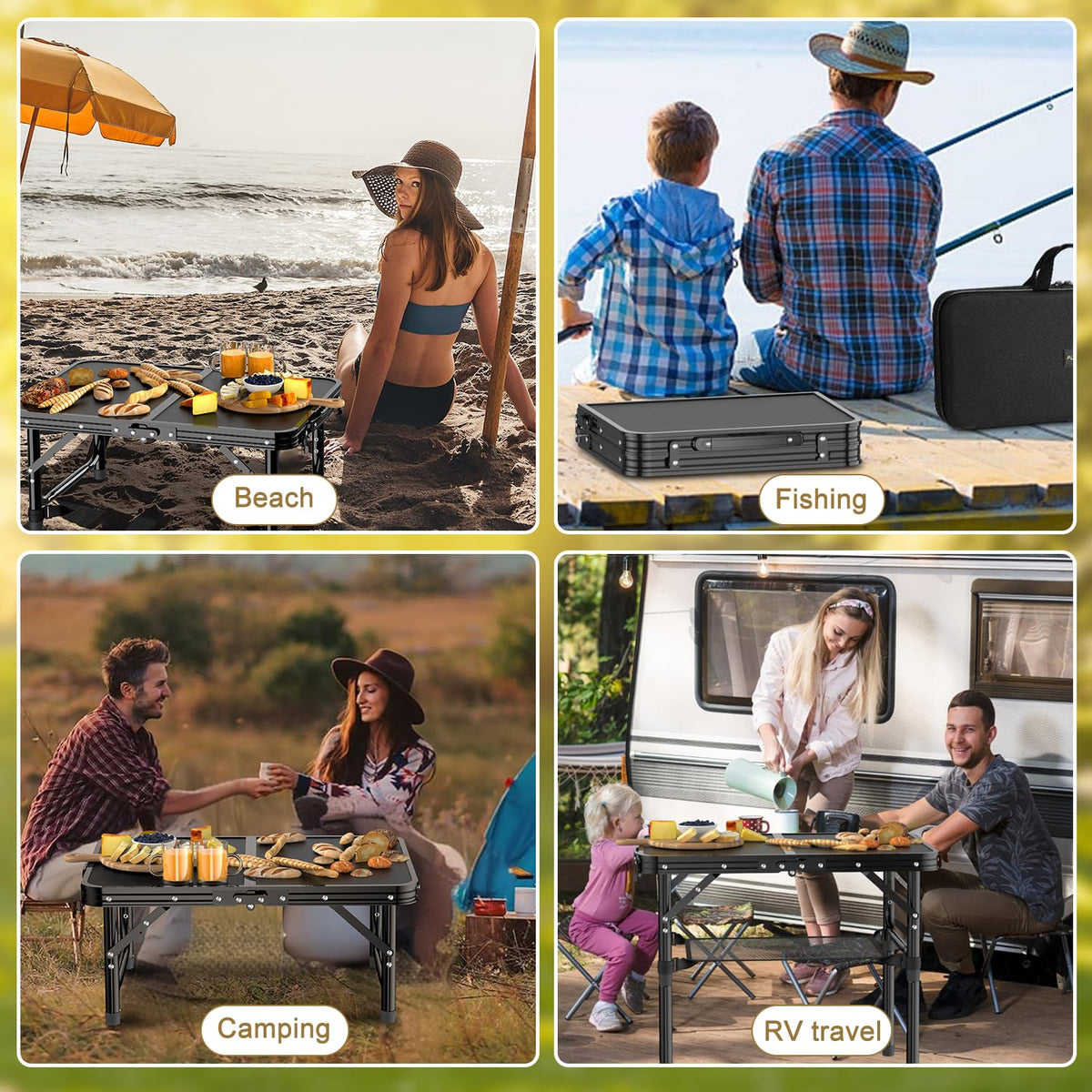 2 FT Folding Camping Table with 3 Adjustable Height C105