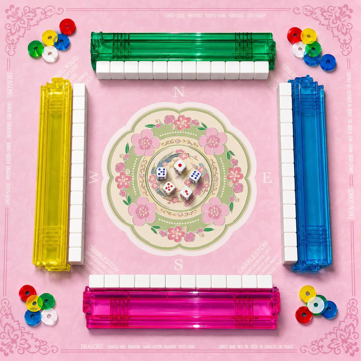 Non-Slip Mahjong Racks with Pushers Set W74331