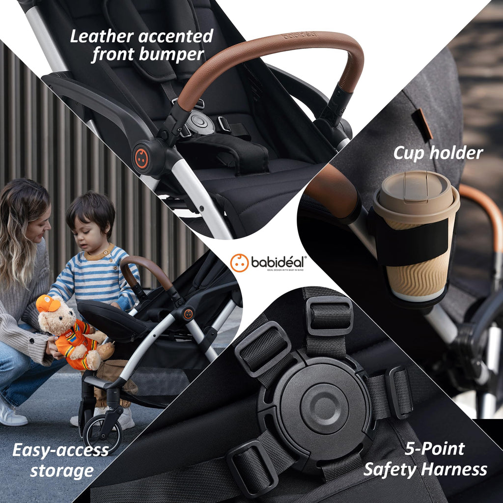 Lightweight Self-Folding Baby Stroller with Canopy and Cup Holder Q4627