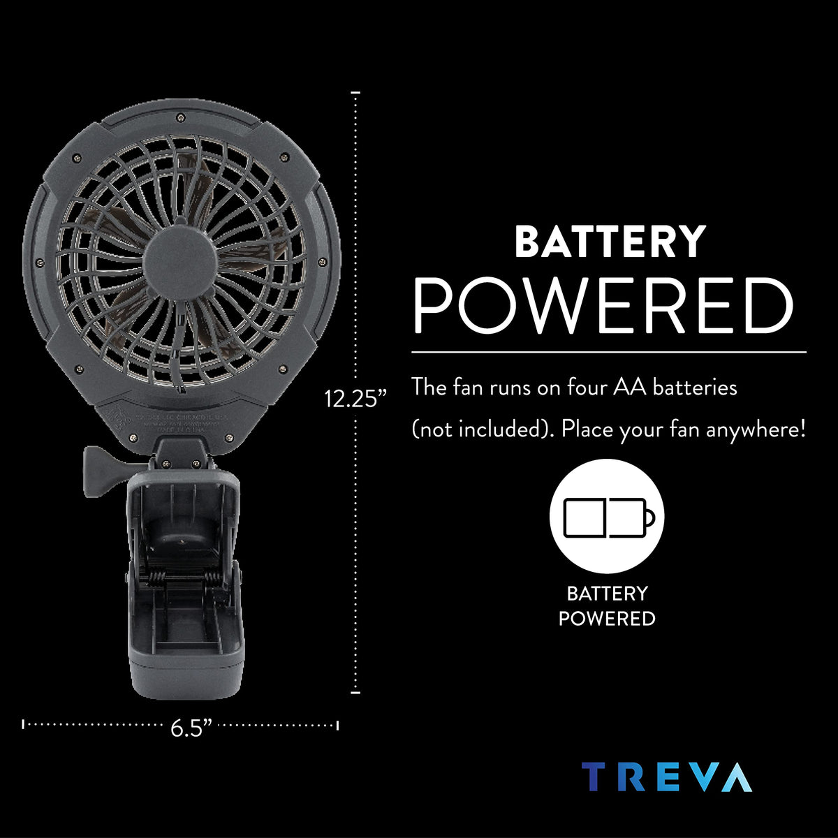 Battery USB Powered Clip on Fan 2-Speed Gray W32456