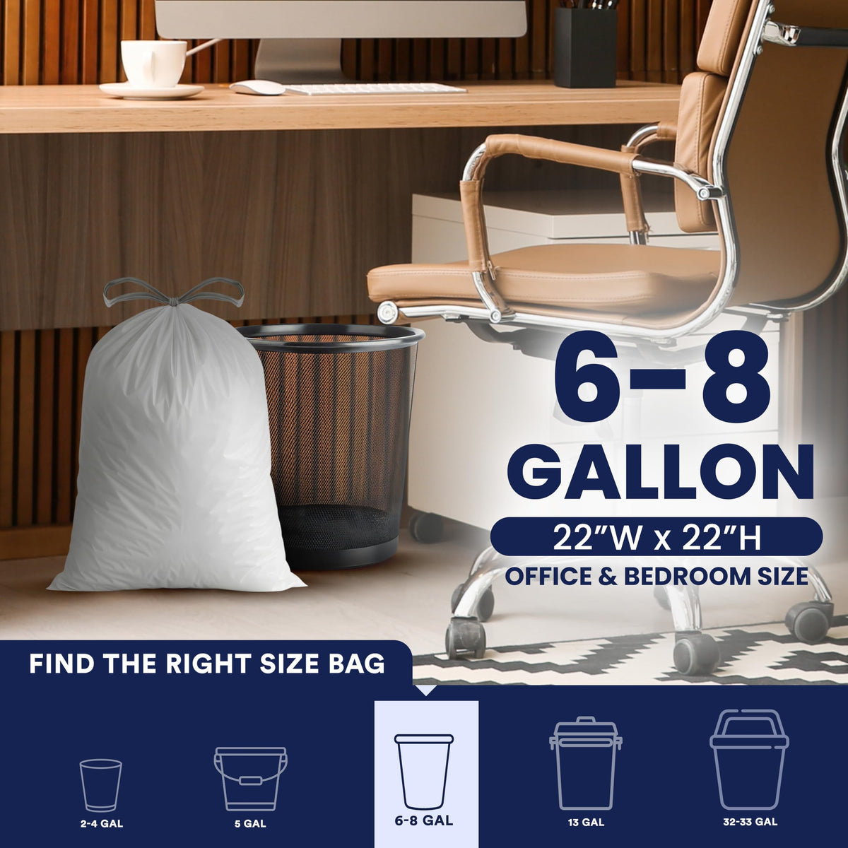 8 Gallon White Drawstring Trash Bags 200 Count V191109